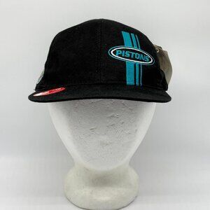 VTG Detroit Pistons Youth Hat DEADSTOCK Snapback Black Teal Horse Logo NBA NWT